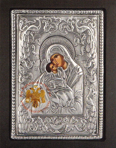 Theotokos Panagia Glykofilousa with Peacocks Aluminum Icon